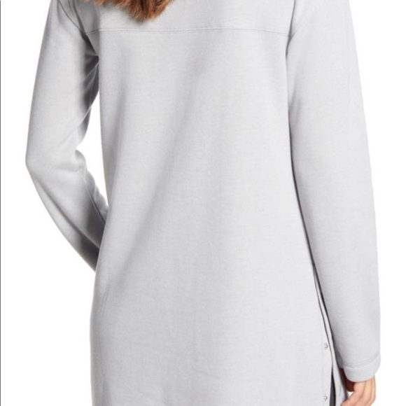 Caslon Grey Cowl Neck Side Snap Fleece Tunic Sweatshirt Size XS - Picture 2 of 9